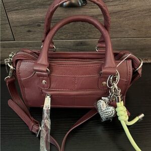 Steve Madden - Leather Satchel Bag in Burgundy